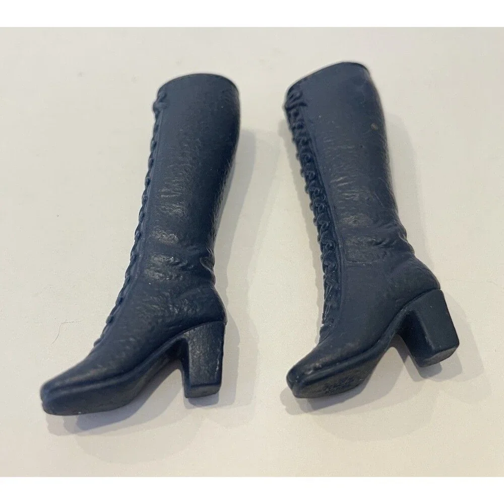 Vintage Superstar Barbie Navy Blue Lace-Up Squishy Boots 1970 Korea